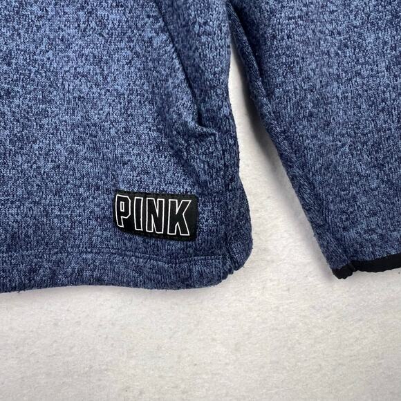 VICTORIA'S SECRET PINK 1/4 ZIP SWEATER OVERSIZED PULLOVER BLUE L Women's - Picture 6 of 12